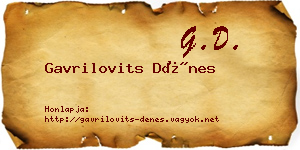 Gavrilovits Dénes névjegykártya